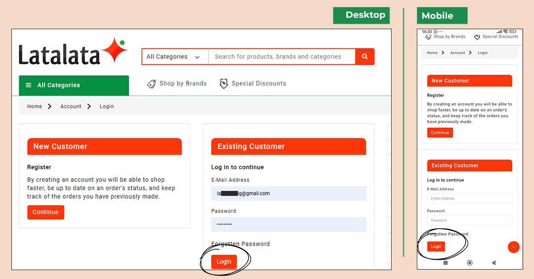 Latalata login page
