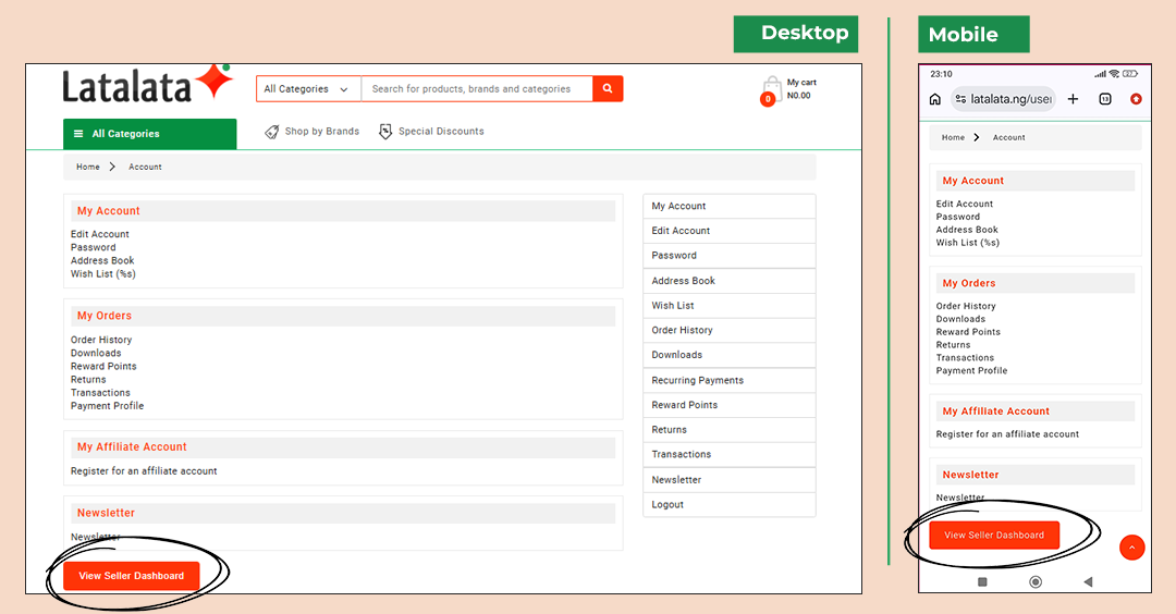 View Seller Dashboard